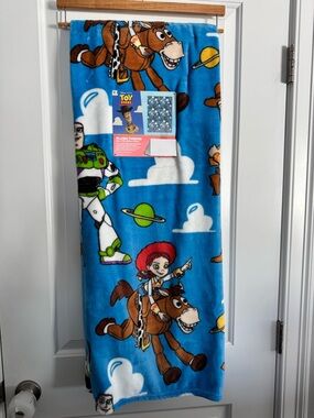 Disney Blue Toy Story Plush Throw with Woody, Buzz, Jessie & Bullseye